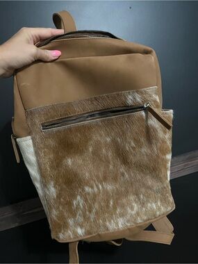 Tan Leather & Haircalf Backpack